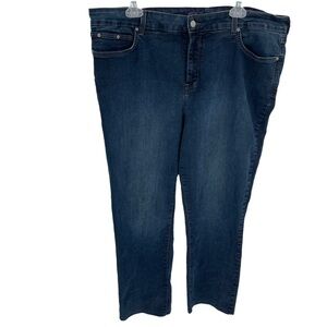 NYDJ Not Your Daughters Straight Jeans Lift Tuck Womens Plus Size 20W Dark Wash